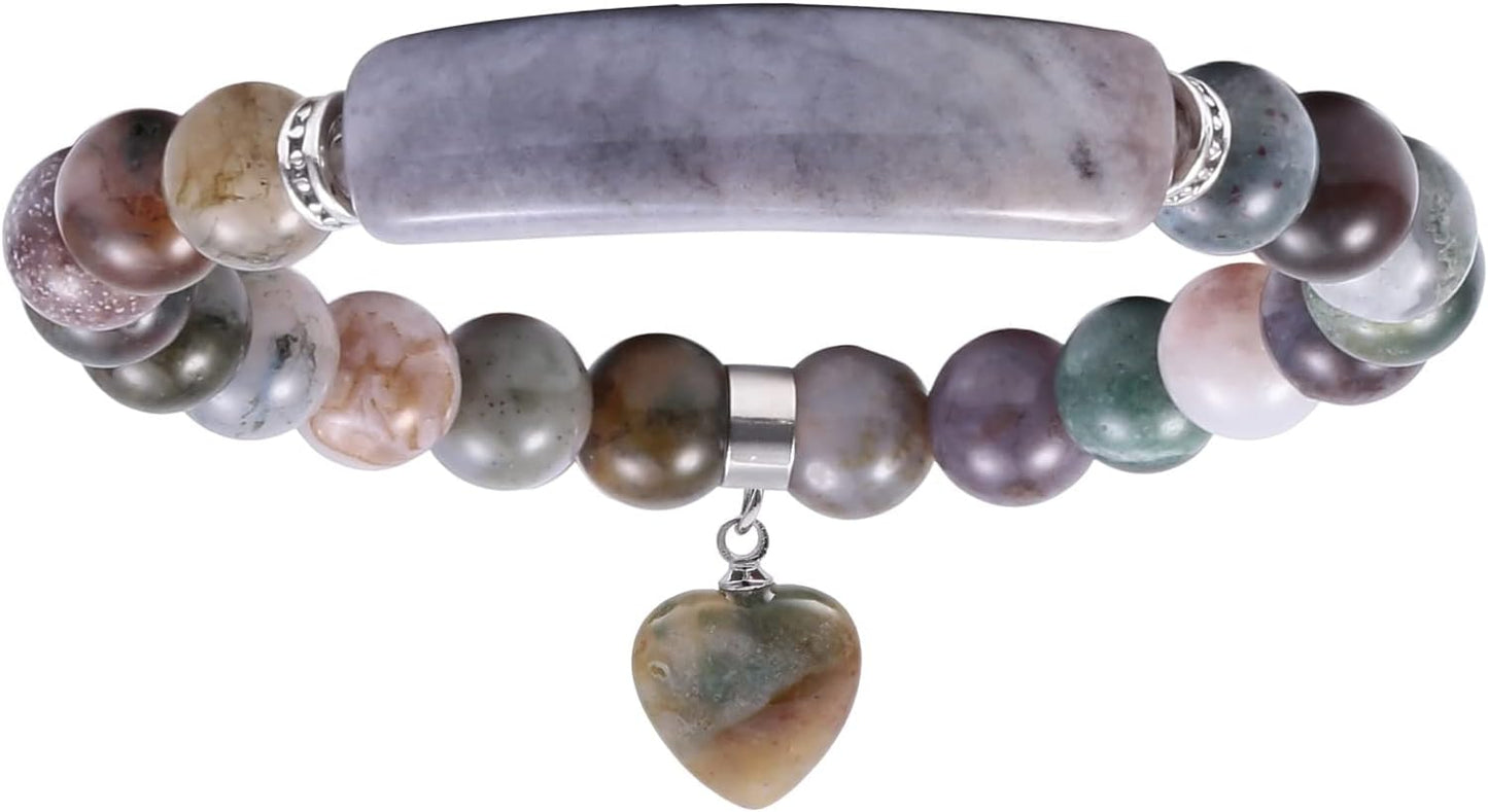 Manufacturer  TUMBEELLUWA Healing Stone Bracelet 8mm Beads Chakra Crystal Energy Heart Charm Bracelet Handmade Jewelry for Women  bracelets