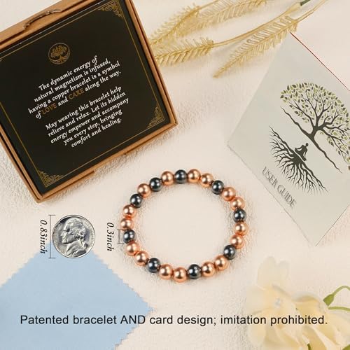 Manufacturer  Copper Bracelet for Women and Men, 8MM Magnetic Bracelet 99.99% Pure Copper Jewelry with 3500 Gauss Magnet Beads Cooper Arthritis Health Jewelry as Parents Anniversary Birthday Gifts  bracelets