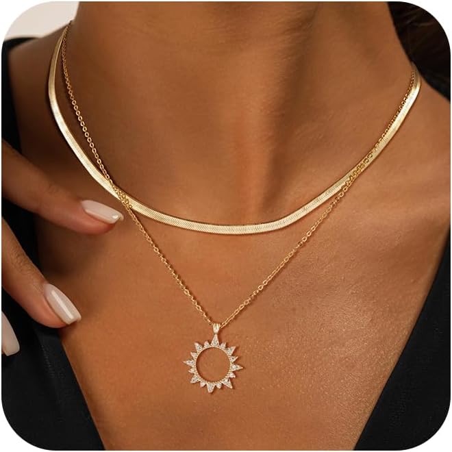 Manufacturer  Gold/Silver Necklaces Stack For Women,14K Gold/Sterling Silver Plated Simple Layered Choker Necklaces For Women,Stackable Multilayer Pearl Cross Disc Circle Pendant Cuban Herringbone Snake Paperclip Chain Necklaces
