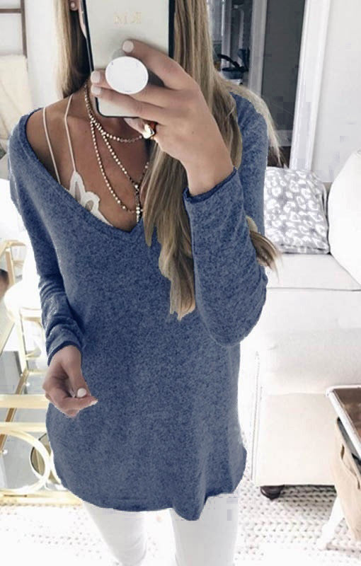 Autumn and winter new sweaters European and American long-sleeved V-neck knitted sweater tops women's clothing