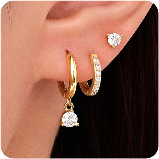 Manufacturer  Gold Huggie Hoop Earrings Set for Women, Dainty Small Stud Earrings for Women Trendy, Small Sterling Silver Jewelry Earring for Multiple Piercing Hypoallergenic Dangle Hoop Earrings  earring