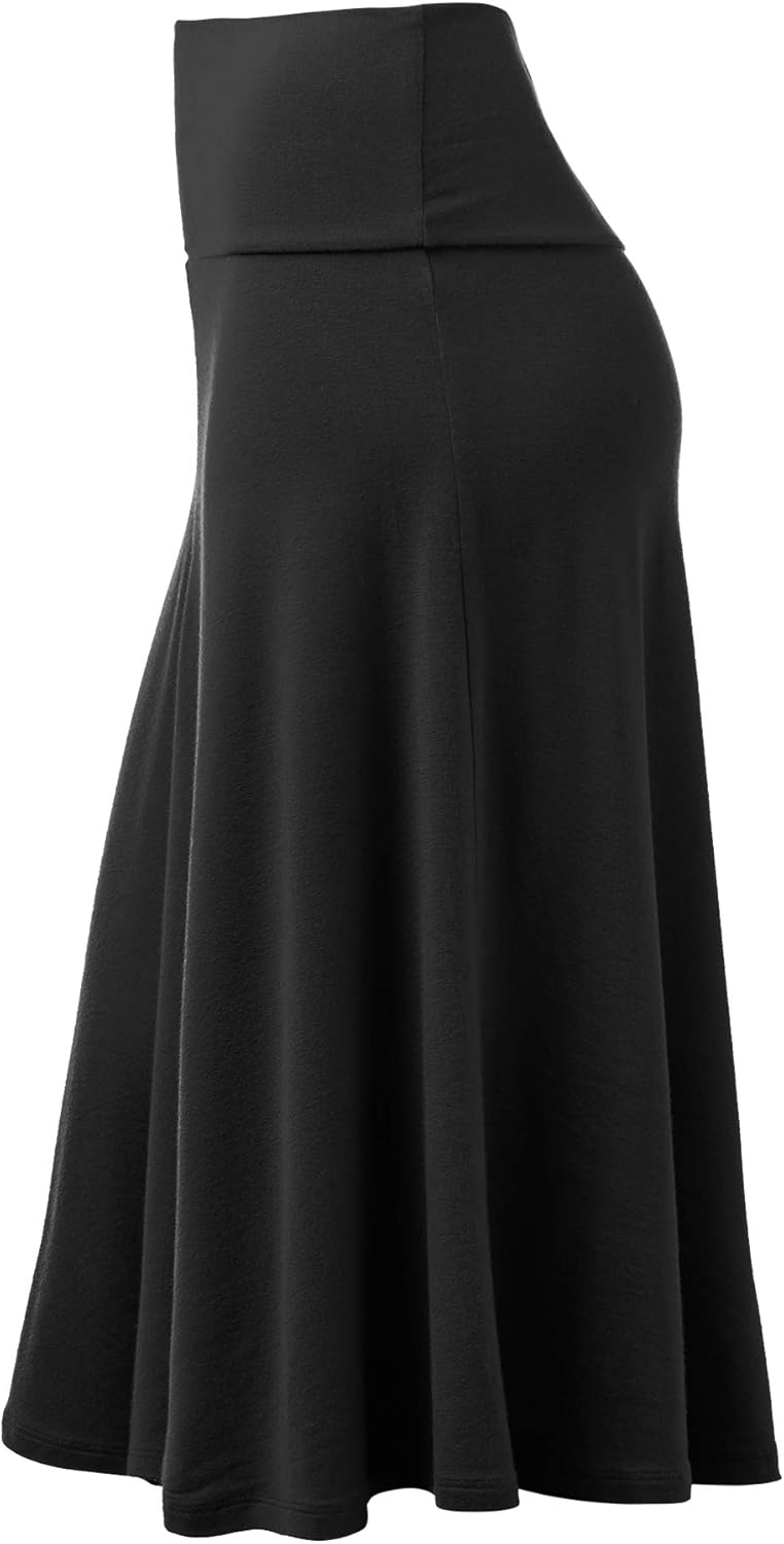 Manufacturer  Lock and Love Women's Solid Ombre Lightweight Flare Midi Pull On Closure Skirts S-XXXL Plus Size