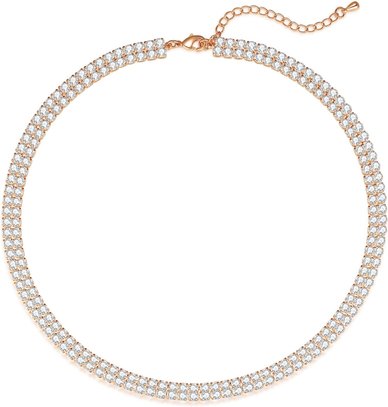 Manufacturer  Luxval Tennis Necklace 14K Gold Plated Rhinestone Butterfly Choker Necklaces for women Dainty Zirconia Cut Faux Diamond chain 3mm  necklace