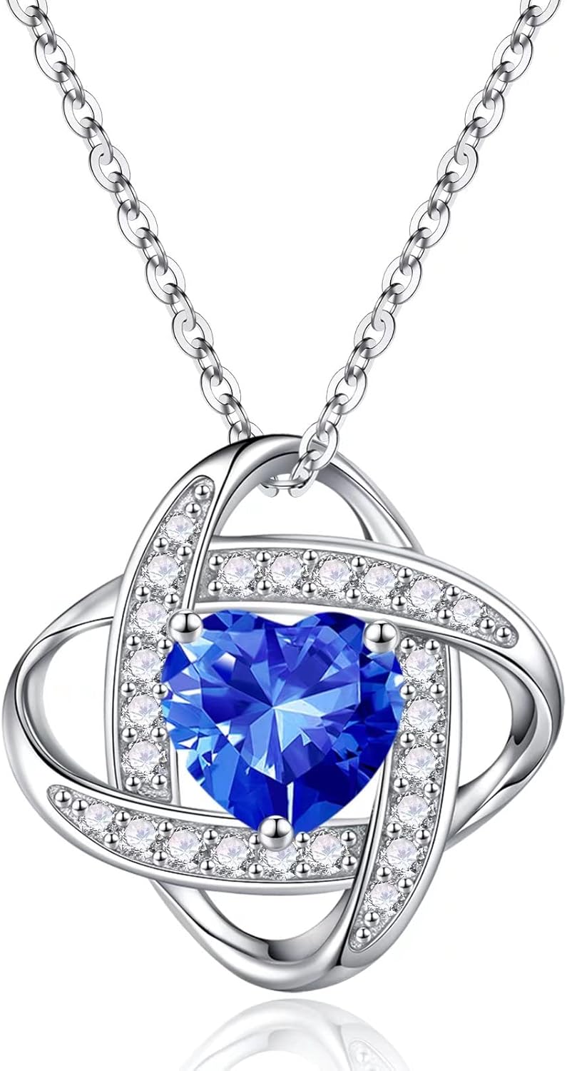 Manufacturer  Iefil 925 Sterling Silver Love Knot Birthstone Necklace, Natural or Created Gemstone, Anniversary Birthday Gifts for Women, Jewelry Gifts for Wife Mom Girlfriend  Necklace