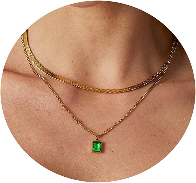 Manufacturer  Tasiso Herringbone Choker Necklace Set Double Layer Snake Chain Herringbone Chain Necklace Layering Necklace Set Cuban Chain Necklace for Women  Necklace