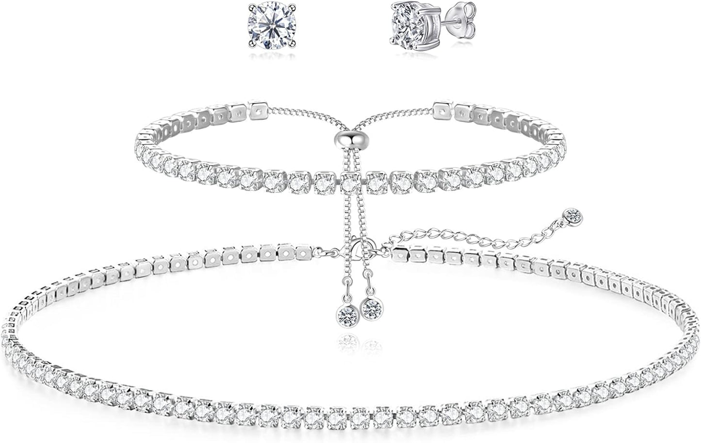 Manufacturer  Tennis Necklace Bracelet for Women, Sterling Sliver, Dainty Chocker Necklace, Crystal Bracelet for Women, Wedding Jewelry for Bride, Sparkly Party Prom Hypoallergenic  Necklace