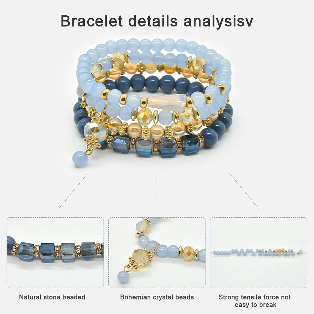 Manufacturer  Bohemian Bracelet Sets for Women - 6 Sets Stackable Stretch Bracelets Multi-color Boho Jewelry for Women Hippie Bracelets Dainty Jewelry  bracelets