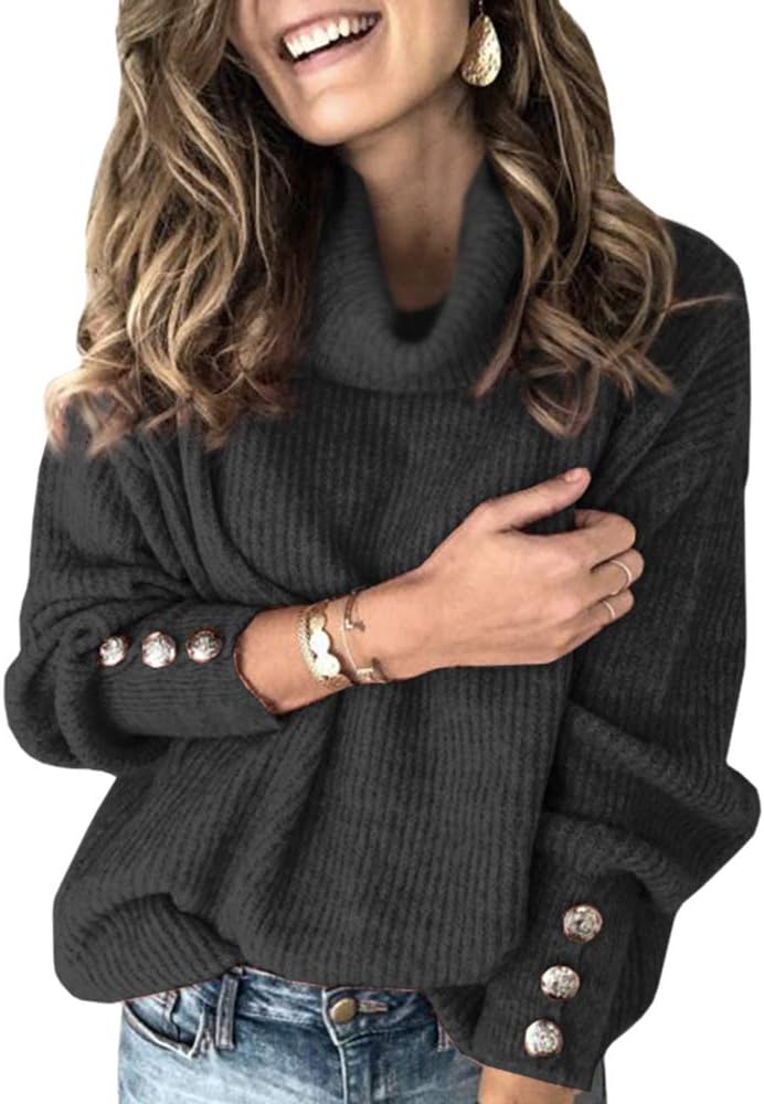 Manufacturer  Women's Oversized Turtleneck Chunky Pullover Sweaters Cowl Neck Long Sleeve Winter Slouchy Loose Knit Sweaters   sweaters