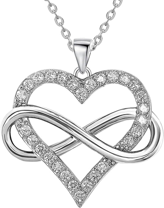 Manufacturer  JES & JANI Infinity Heart Necklace for Women, Love Heart Pendant with Cubic Zirconia and Infinity Necklace, 925 Sterling Silver Heart Necklace for Girlfriend  Necklace