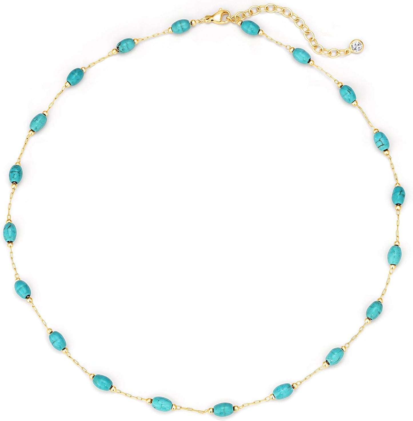 Manufacturer  Created Turquoise Necklace for Women 14K Gold Plated Beaded Heart Choker Boho Necklaces Handmade Beach Summer Everyday Western Jewelry Gifts  necklace