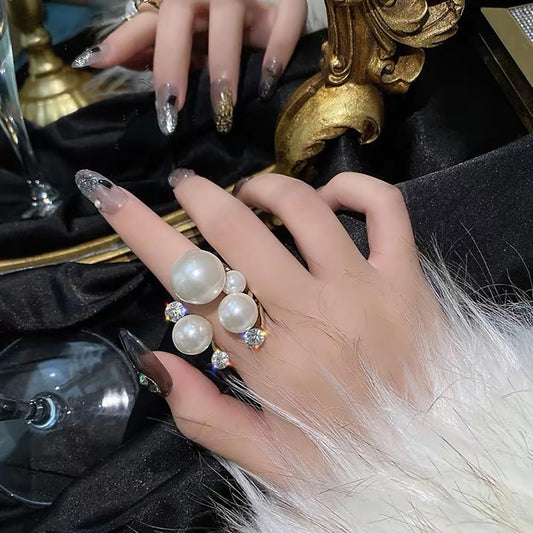 Manufacturer  Pearl Ring for Women Promise Stacking Pearl Rings Adjustable Open Pearls Finger Ring Trendy Personality Christmas Pearls Jewerly Prom Dress Jewerly   rings