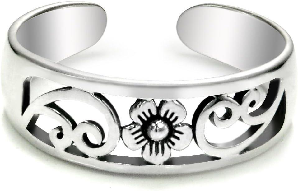 Manufacturer  Metal Factory Sterling Silver Hawaiian Plumeria Flower Adjustable Toe Band Ring   rings