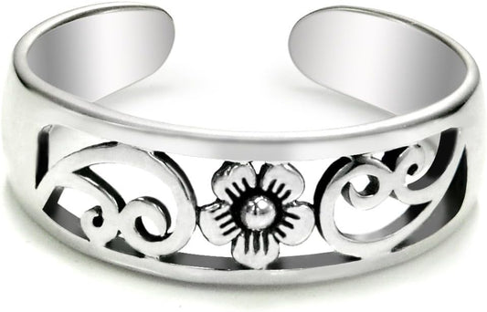 Manufacturer  Metal Factory Sterling Silver Hawaiian Plumeria Flower Adjustable Toe Band Ring   rings
