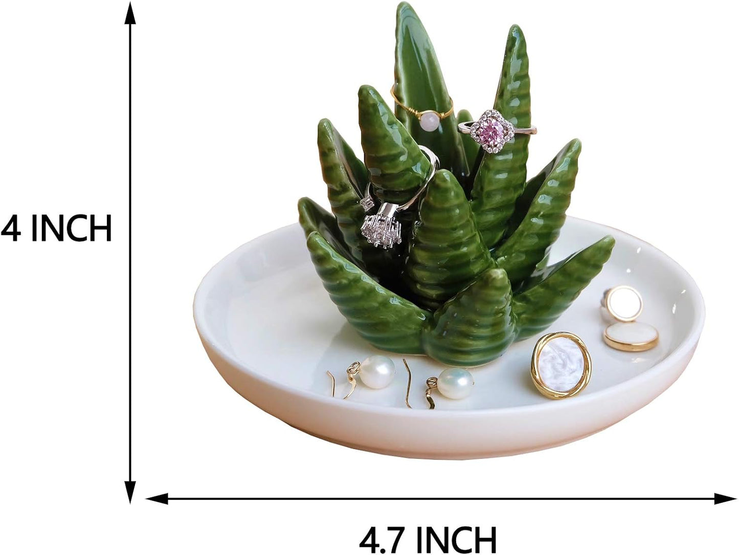 Manufacturer  PUDDING CABIN Aloe Ring Holder,Cactus Ring Dish,Jewelry Holder Trinket Tray for Rings Earrings Necklace Organizer,Bridesmaid Christmas Birthday Gift for Women Girls   rings