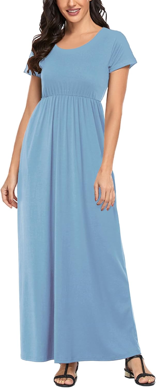 Manufacturer  Lacavocor Womens Short Sleeve Maxi Dresses Empire Waist Long Dress dresses