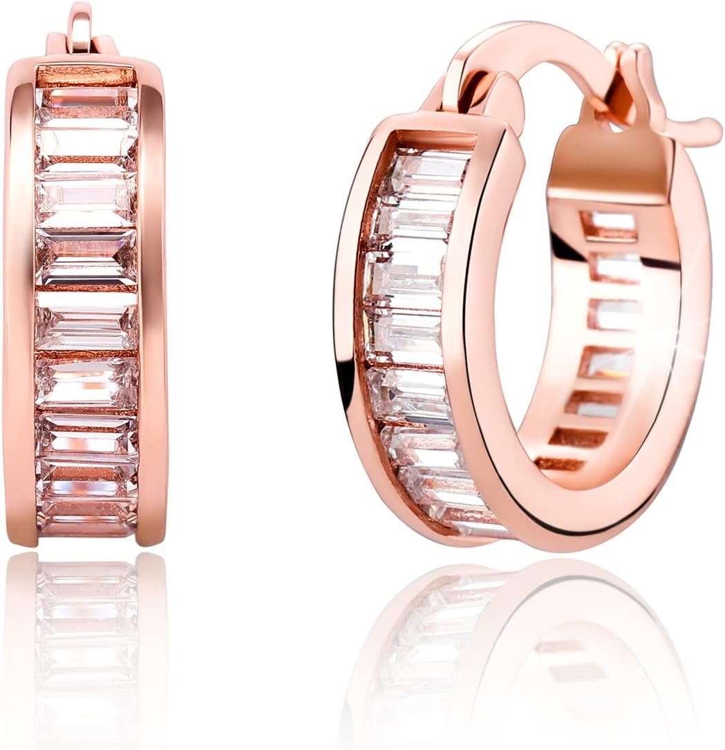 Manufacturer  Iced Out Hoop Huggie Earrings 14K Gold Cubic Zirconia Cute Small Round Hoop Huggie Cartilage Hypoallergenic Earrings For Women Men  earring