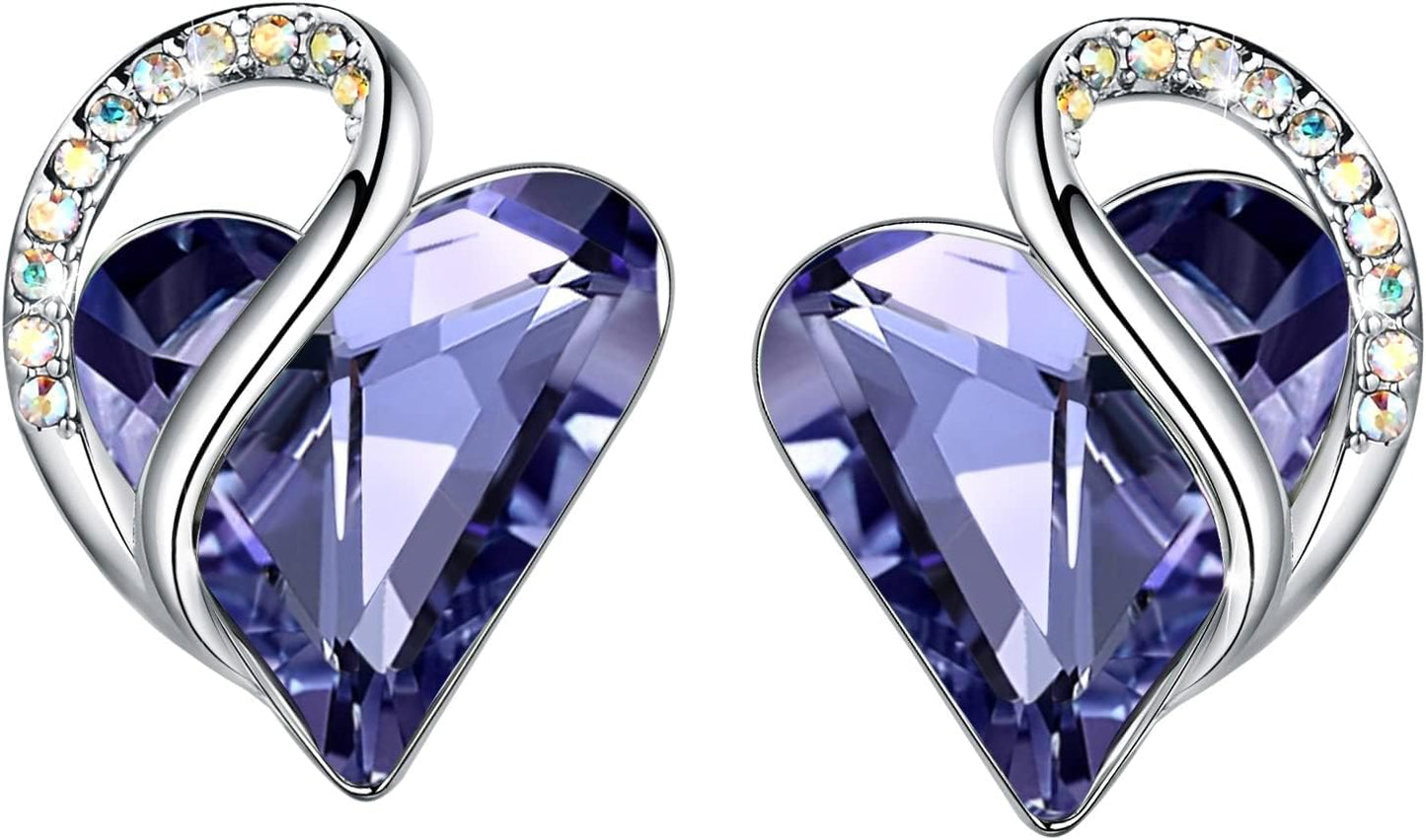 Manufacturer  Earrings for Women, Mothers Day Gift for Mom, Heart Birthstone Crystal Stud Earring, Silver Plated Birthday Jewelry  earring