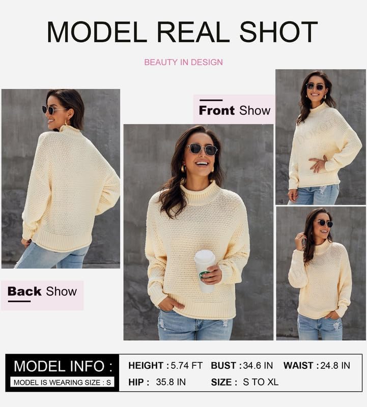 Manufacturer  Dokotoo Womens  Winter Fall Solid Turtleneck High Neck Balloon Long Sleeve Sweaters Pullover Outerwear   sweaters