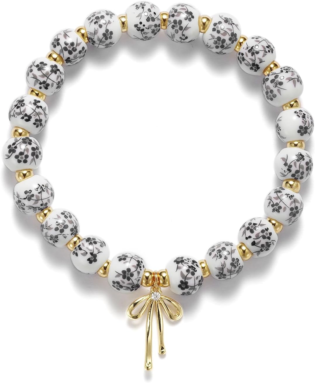 Manufacturer  Beads Bow Charm Bracelet for Women Flower Vintage Bracelet Handmade Stretch Gold Beaded Dainty Romantic Jewelry Gift  bracelets