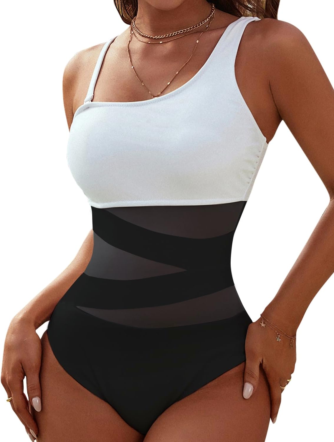 Manufacturer  Blooming Jelly Women's Sexy One Piece Bathing Suits One Shoulder Swimsuits Slimming Mesh Swimwear  Swimsuit