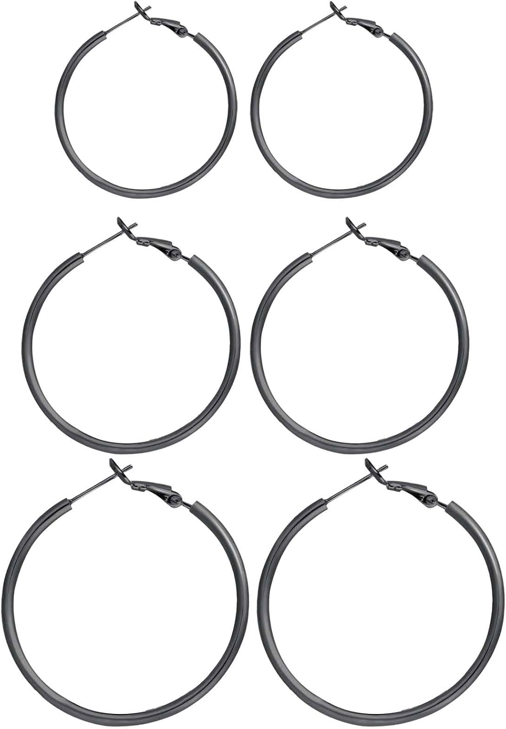 Manufacturer  3 Pairs Sterling Silver Hoop Earrings, 14K White Gold Plated Big Hoop Earrings Set for Women 40 50 60MM  earring