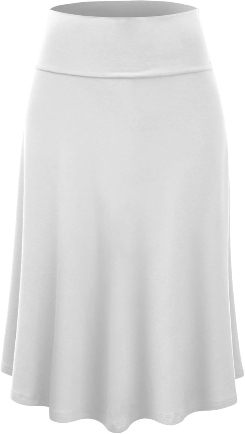 Manufacturer  Lock and Love Women's Solid Ombre Lightweight Flare Midi Pull On Closure Skirts S-XXXL Plus Size