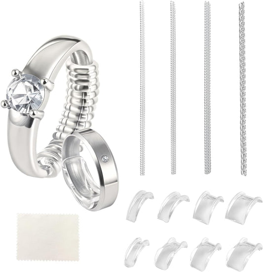 Manufacturer  Ring Size Adjuster for Loose Rings 12 Pack | Invisible Ring Guard Insert & Spiral Resizer Kit | Comfort Fit for Women/Men (12 Sizes + Polishing Cloth)   rings