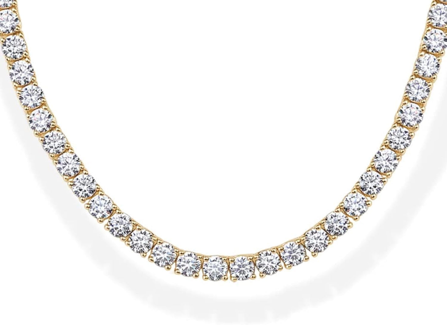 Manufacturer  PAVOI 14K Gold Plated Tennis Necklace for Women | 3mm Cubic Zirconia Dainty Gold Tennis Necklaces | Simulated Diamond Tennis Chain in 15" or 18" Length | Trendy Fashion Jewelry  Necklace