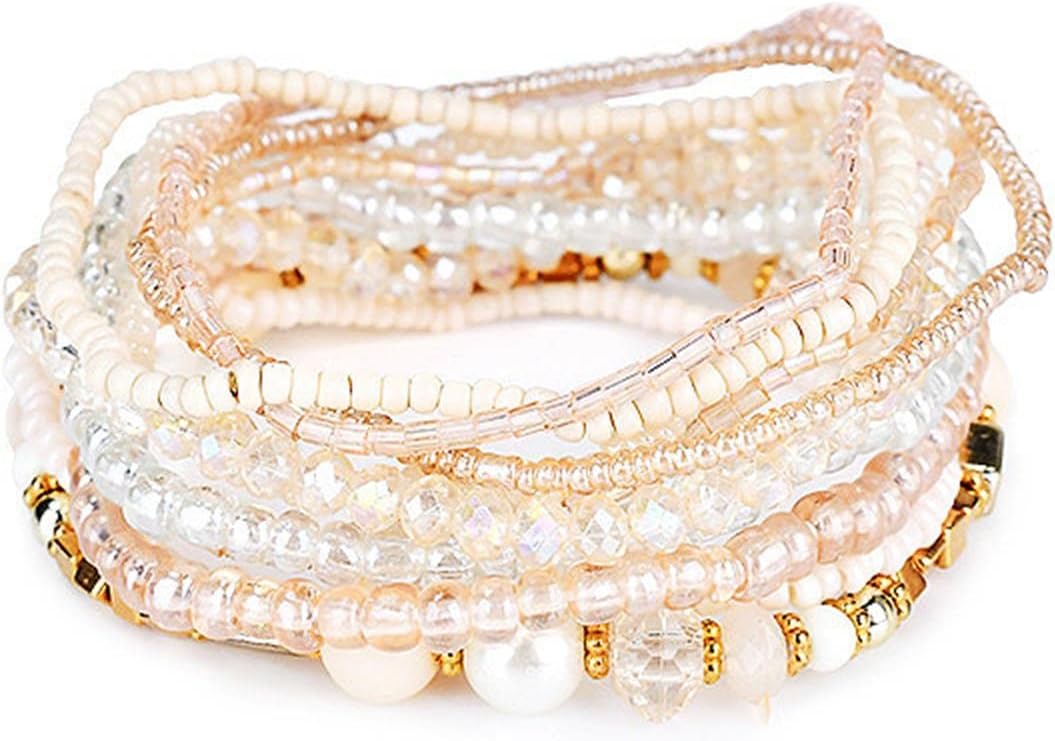 Manufacturer  Fuqimanman2020 Bohemian Crystal Beaded Stackable Bracelets Handmade Colorful Crystal Pearl Seed Beads Bracelets for Women Jewelry  bracelets