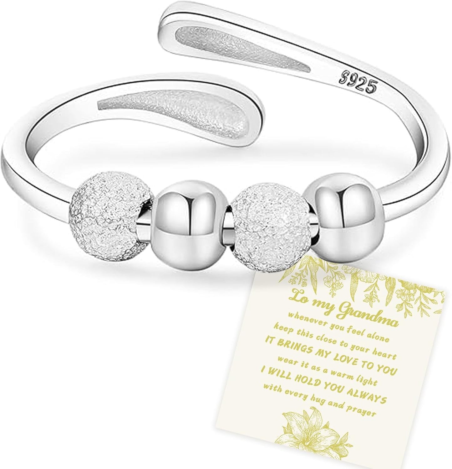 Manufacturer  Senteria Anxiety Rings for Women Sterling Silver Rings Adjustable Stress Spinner Rings with Beads Fidget Rings for Anxiety Women   rings