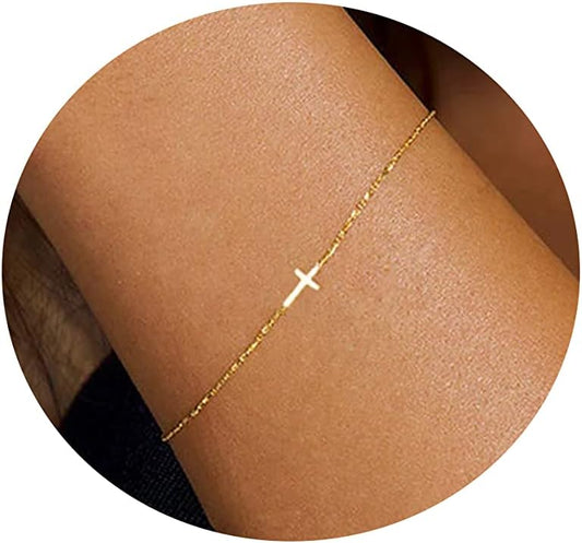 Manufacturer  18K Gold Plated Pearl Beaded Chain Cross Bracelets for Women Adjustable Stainless Steel Dainty Thin Gold Box Cuban Twisted Link Chain Bracelet Bridesmaid Jewelry  bracelets