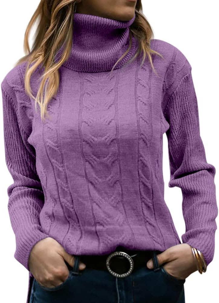 Manufacturer  Langwyqu Womens' Turtleneck Long Sleeve Cable Knit Sweaters   sweaters