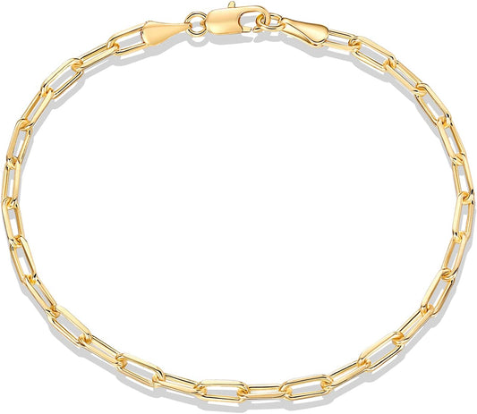 Manufacturer  PAVOI 14K Gold Plated Paperclip/Curb/Figaro Chain Adjustable Bracelet for Women  bracelets