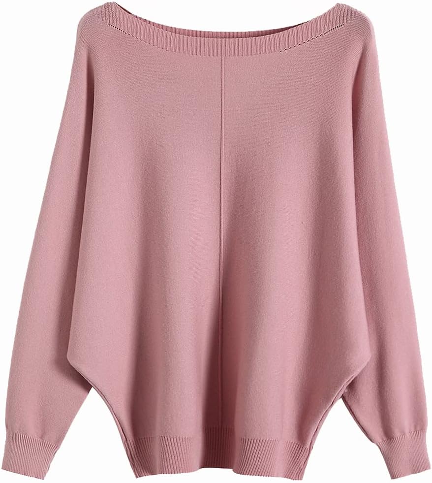 Manufacturer  Ckikiou Womens Lightweight Oversized Boat Neck Sweaters Tops Dolman Batwing Sleeve Ribbed Knitted Pullovers   sweaters
