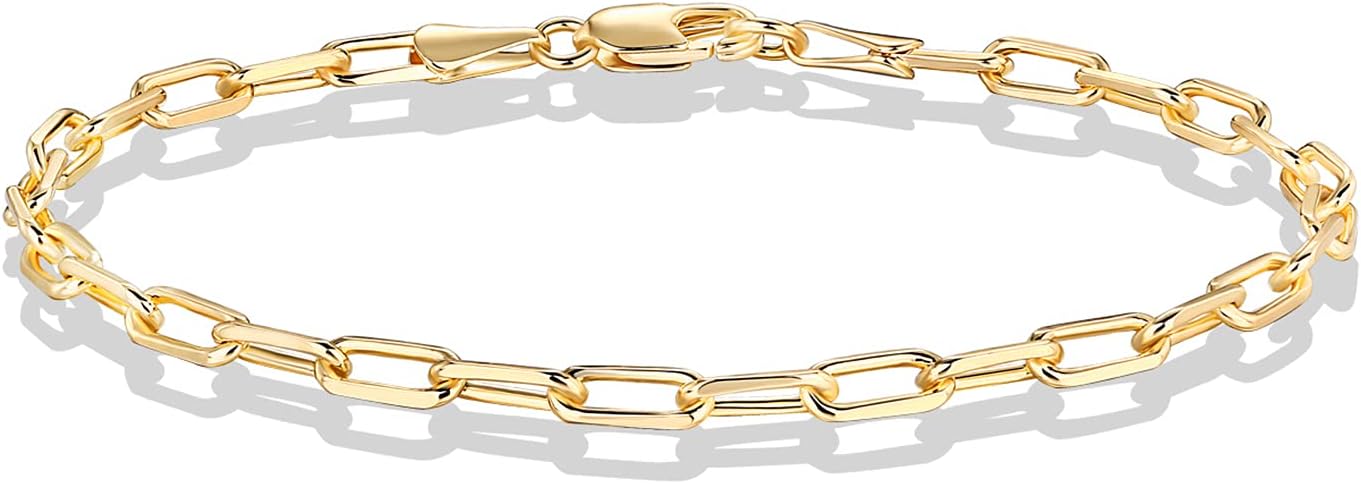 Manufacturer  PAVOI 14K Gold Plated Paperclip/Curb/Figaro Chain Adjustable Bracelet for Women  bracelets