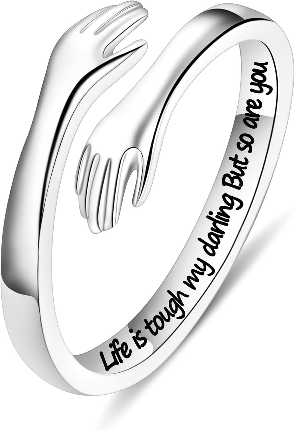 Manufacturer  Yesteel S925 Sterling Silver Hug Ring for Women Teen Girls, Adjustable Ring Jewelry Mothers Day Birthday Gifts for Daughters Mom Sister Wife Friends Grandma   rings