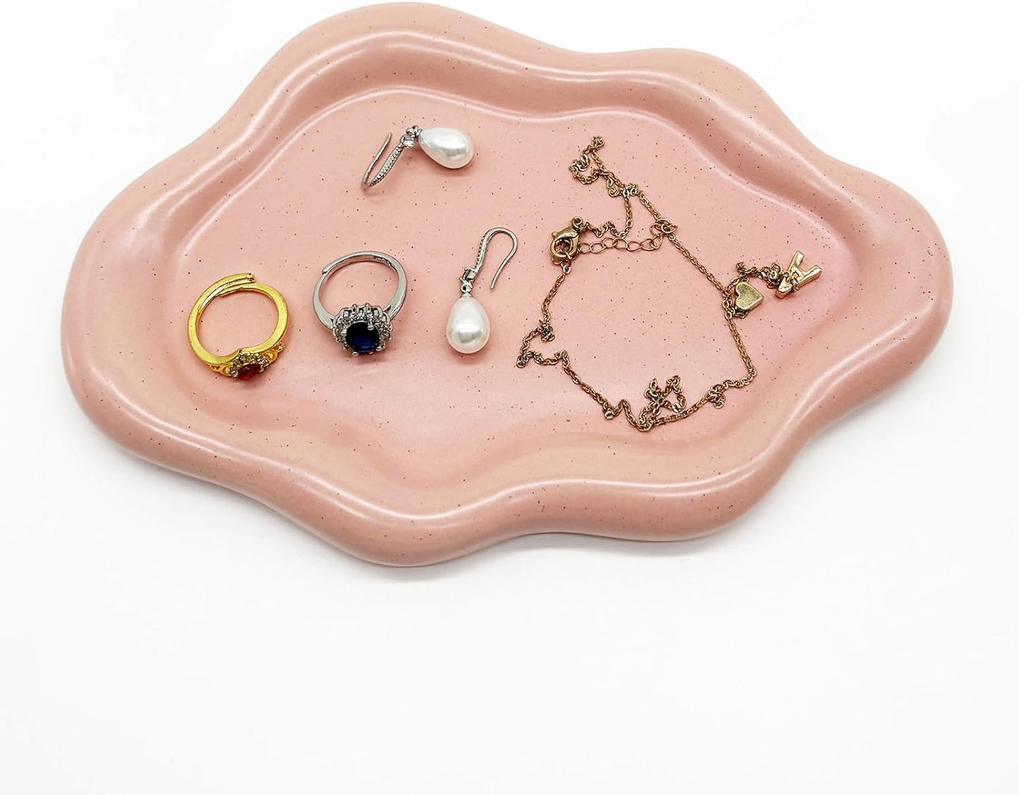 Manufacturer  Small Jewelry Dish for Women, Gifts for Mom, Ceramic Jewlery Tray Ring Holder, Vanity Ring Dish Cute Cloud Tray, Nightstand Decor Trinket Bowl for Earrings, Perfume, Keys, White Jewelry Plate   rings