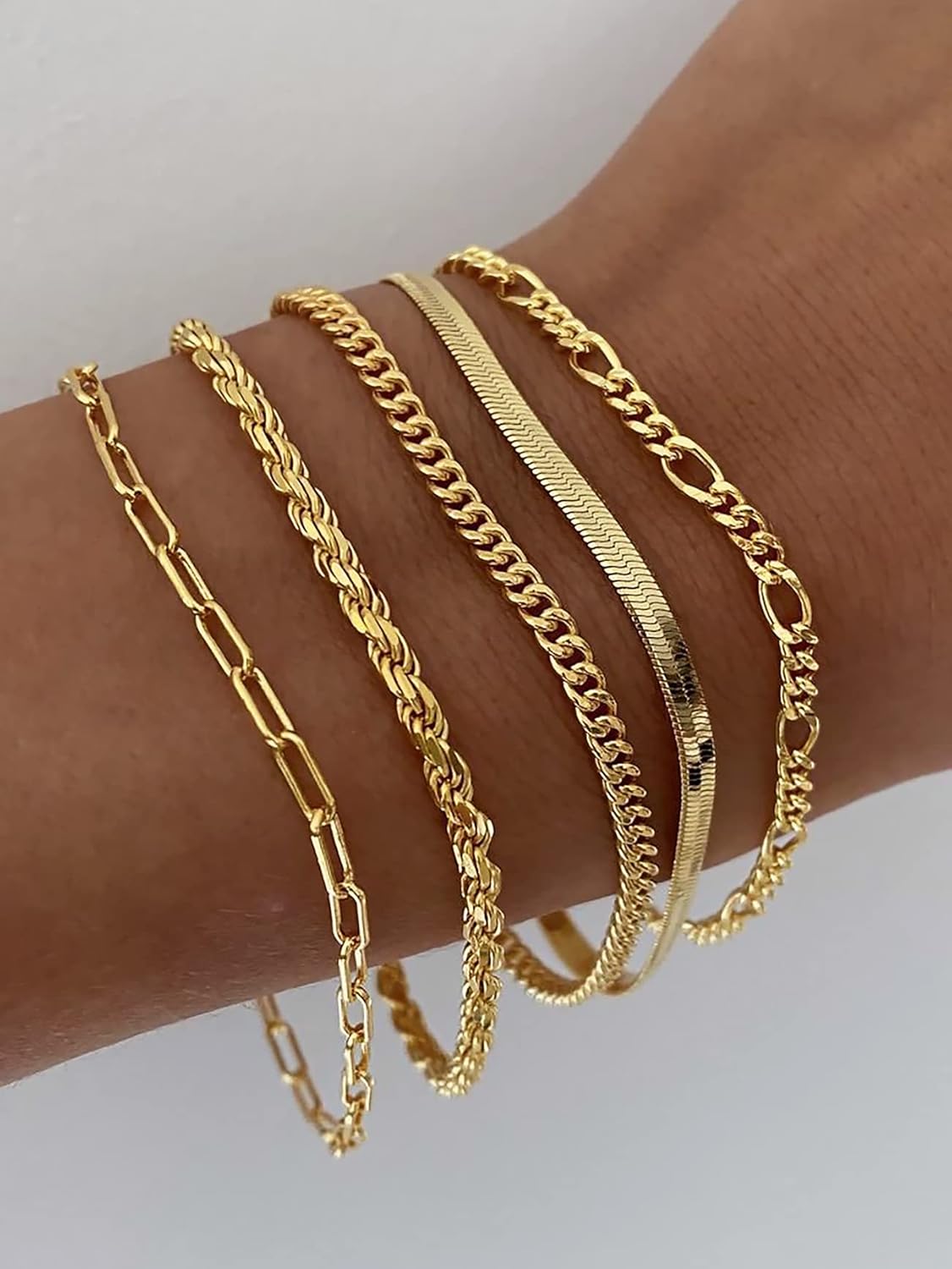 Manufacturer  DEARMAY Gold Bracelets - Real 14K Women's Cute Tennis Cubic Beaded Link Paperclip Dainty Bracelet Pack  bracelets