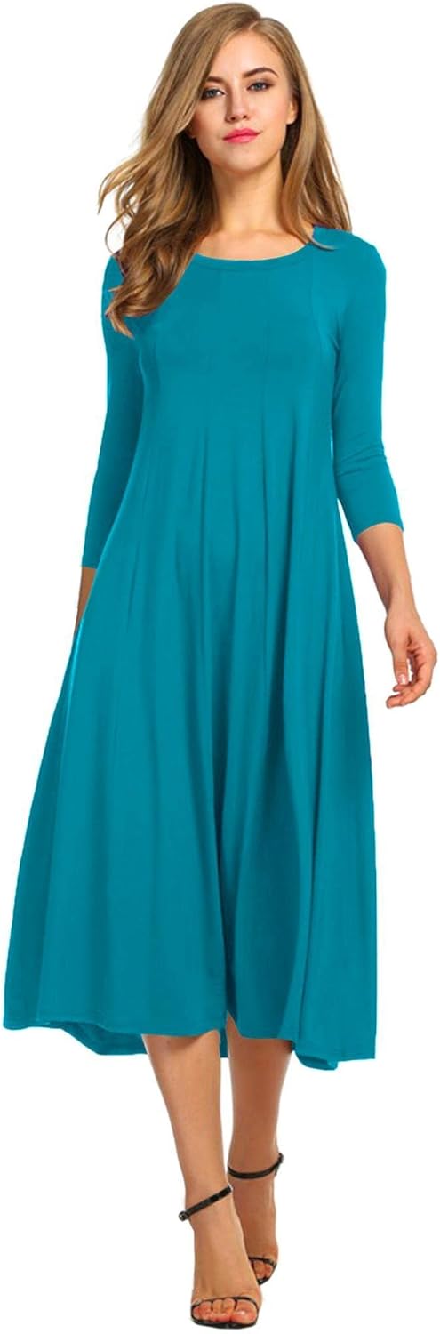 Manufacturer  HOTOUCH Women's 3/4 Sleeve A-line and Flare Midi Long Dress dresses