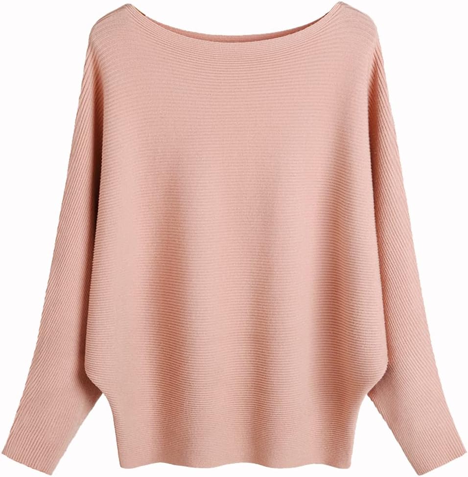 Manufacturer  Ckikiou Womens Lightweight Oversized Boat Neck Sweaters Tops Dolman Batwing Sleeve Ribbed Knitted Pullovers   sweaters