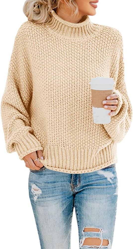 Manufacturer  Saodimallsu Womens Turtleneck Oversized Sweaters Batwing Long Sleeve Pullover Loose Chunky Knit Jumper   sweaters