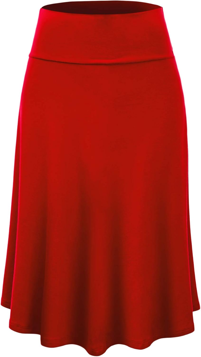 Manufacturer  Lock and Love Women's Solid Ombre Lightweight Flare Midi Pull On Closure Skirts S-XXXL Plus Size