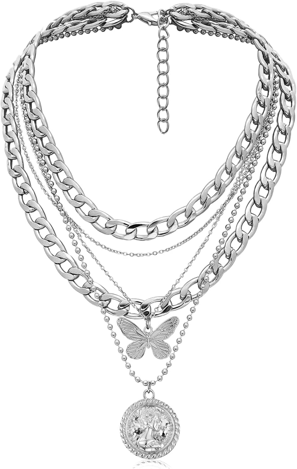 Manufacturer  MJartoria Gold Layered Necklaces for Women Trendy Retro Coin Pendant Necklace Dainty Chunky Chain Choker Necklaces for Jewelry Birthday Gifts  necklace
