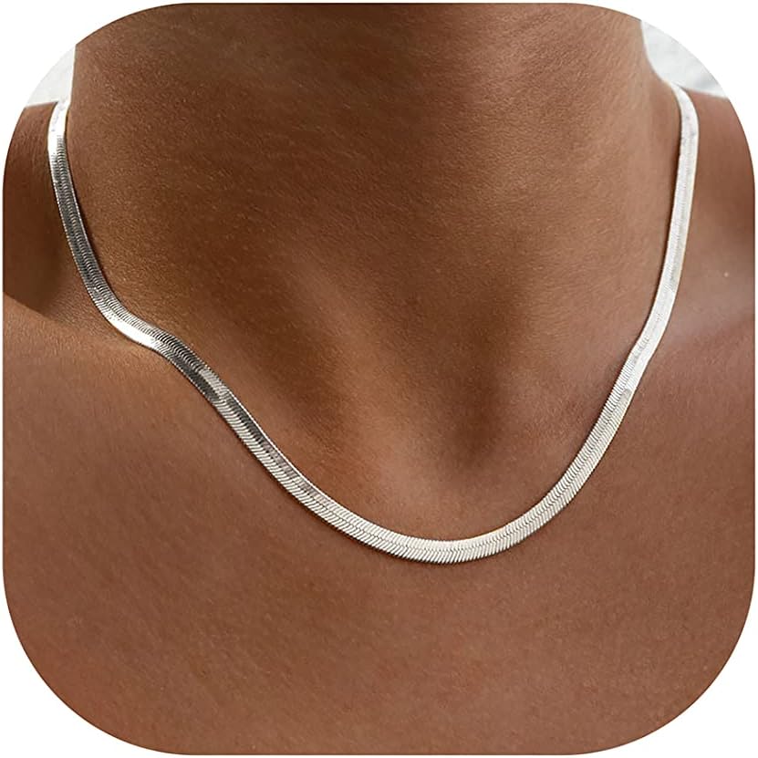 Manufacturer  DEARMAY 14K Gold Necklaces for Women, Dainty Gold Herringbone Choker Necklace for Women Thin Layered Chunky Snake Chain Necklaces Jewelry for Teen Gifts  Necklace