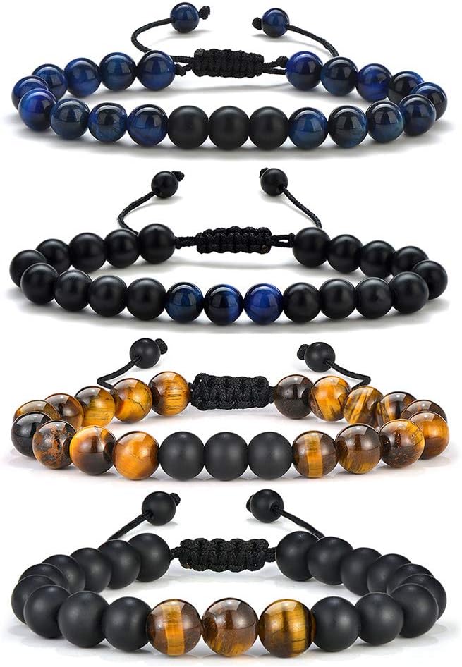 Manufacturer  M MOOHAM Natural Stone Bracelets for Men - 8mm Tiger Eye, Matte Agate, Lava Rock - Teen Boys Gifts for Birthday, Anniversary, Christmas  bracelets