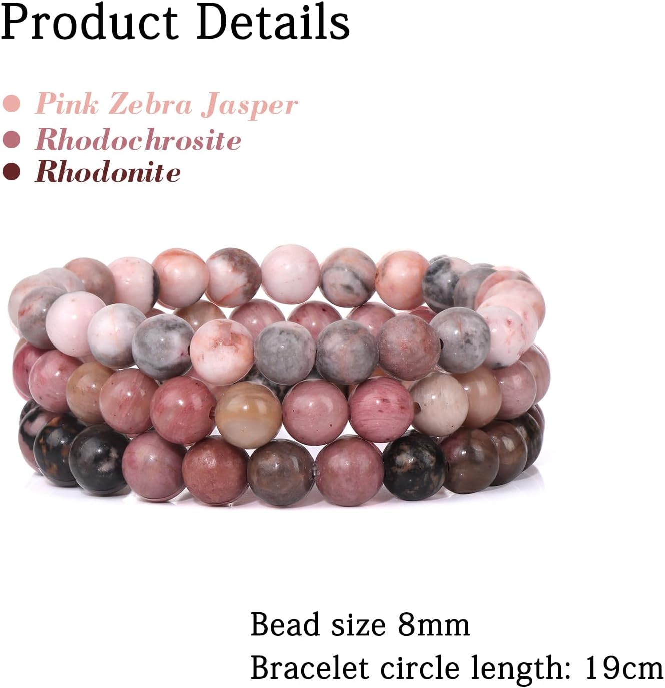 Manufacturer  3 PCS Healing Crystal Bracelets for Women 8mm Natural Stone Beaded Stretch Bracelet Amethyst Jewelry Gifts  bracelets