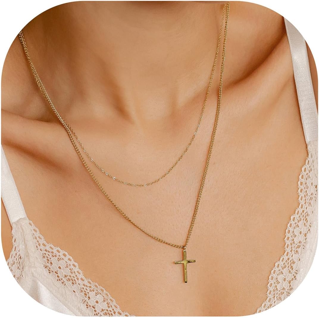 Manufacturer  MONOZO Cross Necklace for Women，14K Gold Plated Cross Necklace Layered Gold Cross Necklace Tiny Sideway Cross Choker Necklace Gold Cross Necklaces for Women Trendy Gold Jewelry Gifts for Women Trendy  necklace