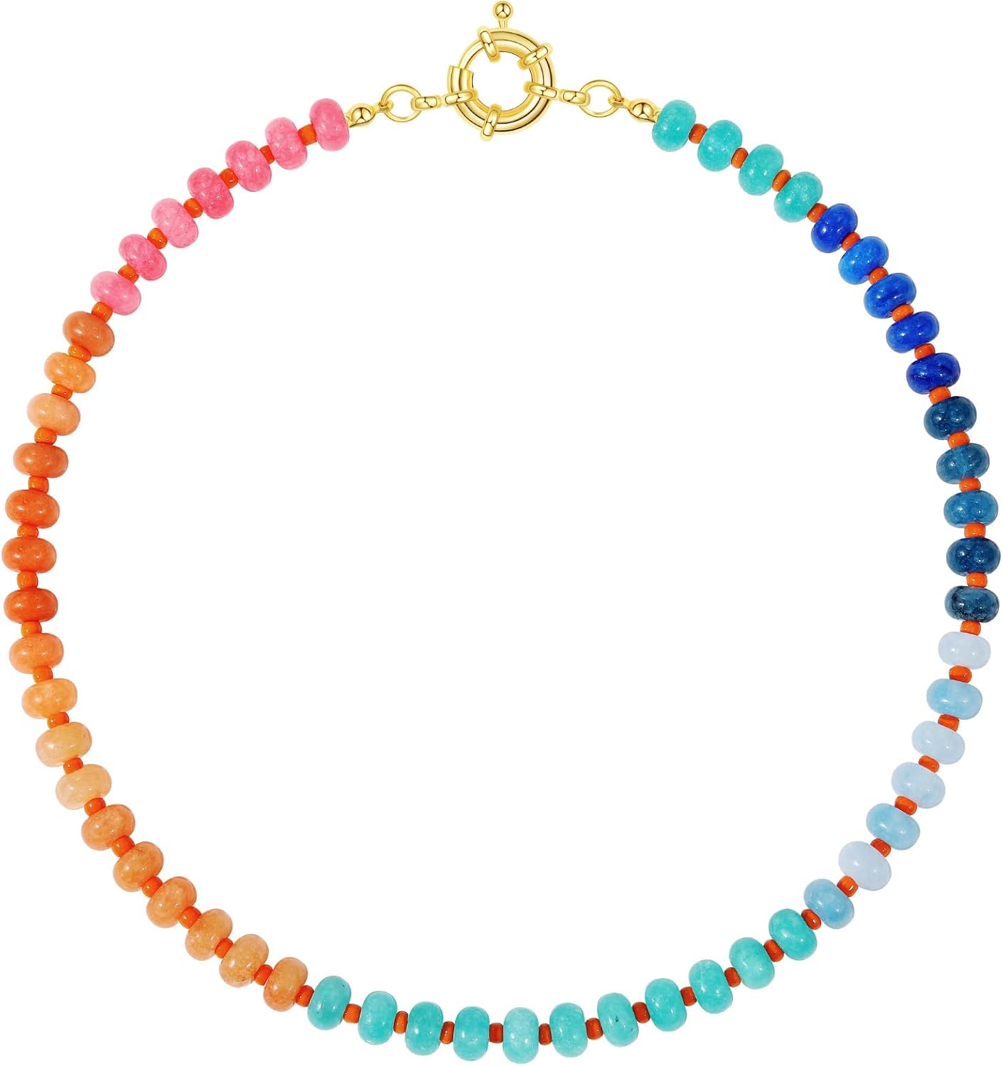 Manufacturer  KELORIS PATH Beaded Gemstone Necklaces for Women, Boho Colorful Bead Choker Necklace, Natural Stone Handmade Summer Jewelry for Beach  necklace