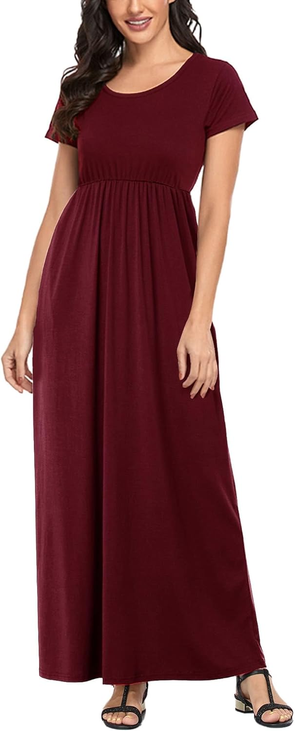 Manufacturer  Lacavocor Womens Short Sleeve Maxi Dresses Empire Waist Long Dress dresses