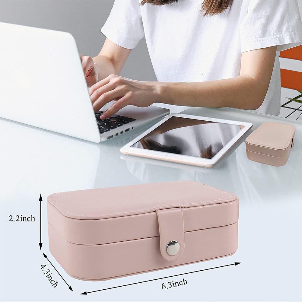 Manufacturer  Travel Jewelry Box, PU Leather Small Jewelry Organizer for Women Girls, Portable Mini Travel Case Display Storage Holder Boxes for Stud Earrings, Rings, Necklaces, Bracelets (Pink)   rings
